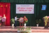 Thầy giáo Trần Huy Hoàng - Bí thư Chi bộ - Hiệu trưởng nhà trường đánh hồi trống khai trường năm học mới 2019-2020